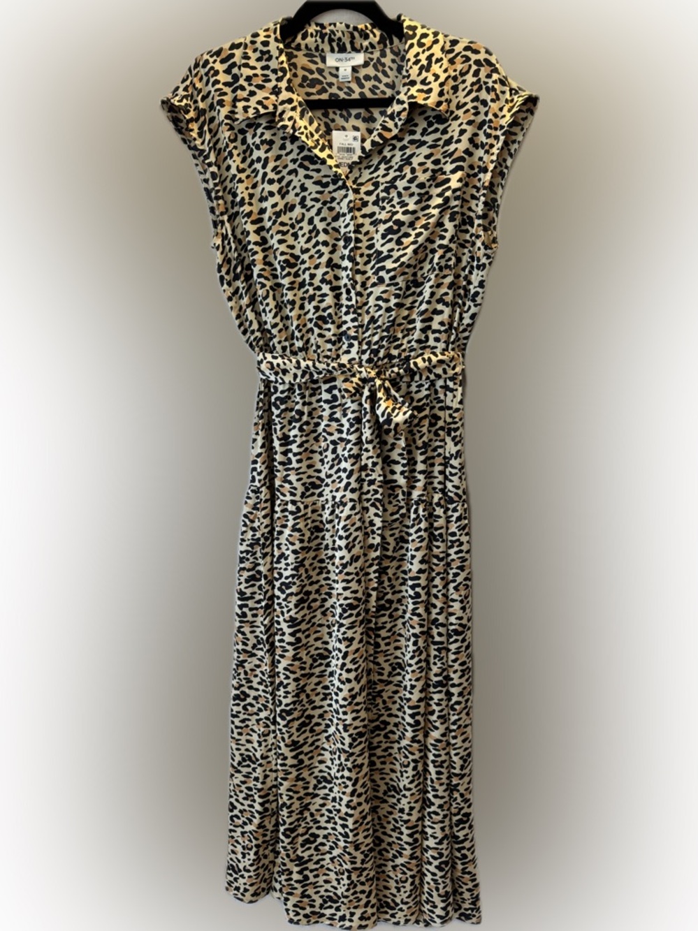 On 34th Leopard Print Midi Dress NWT Medium Belted